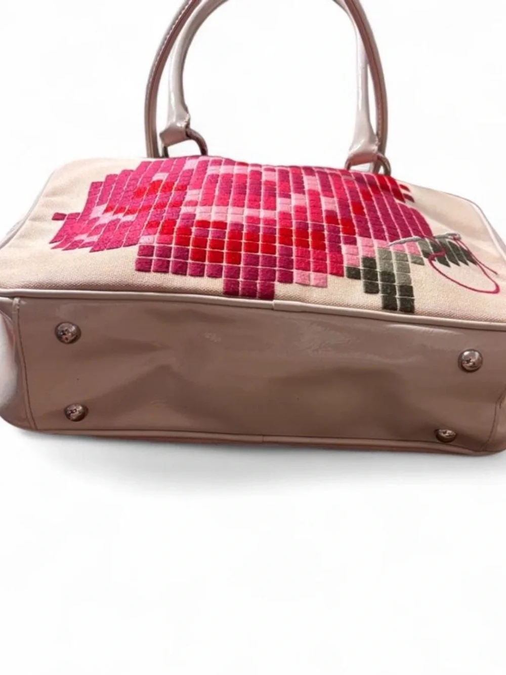 Vintage Lulu Guinness Pink Mosaic Rose Satchel